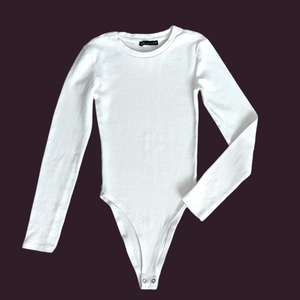 ZARA Cream Ribbed Knit Bodysuit - Size Small